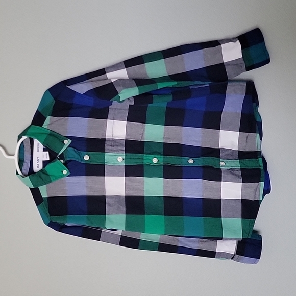 Old Navy gingham plaid long sleeve button down size 8 - Picture 1 of 7